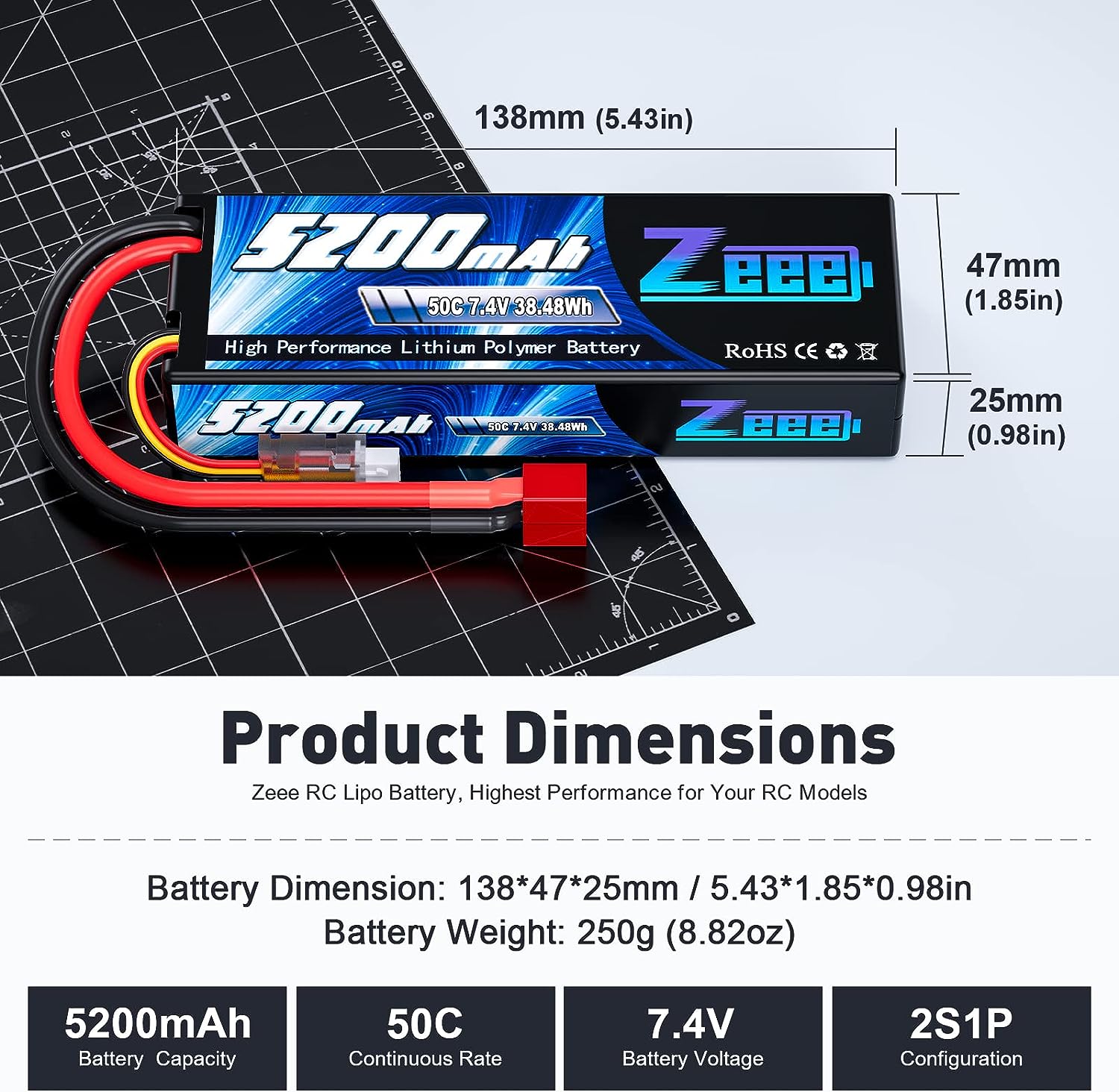 Zeee 5200mAh 2S RC Lipo baterí - Drone Power Distribution Board reseña y precio