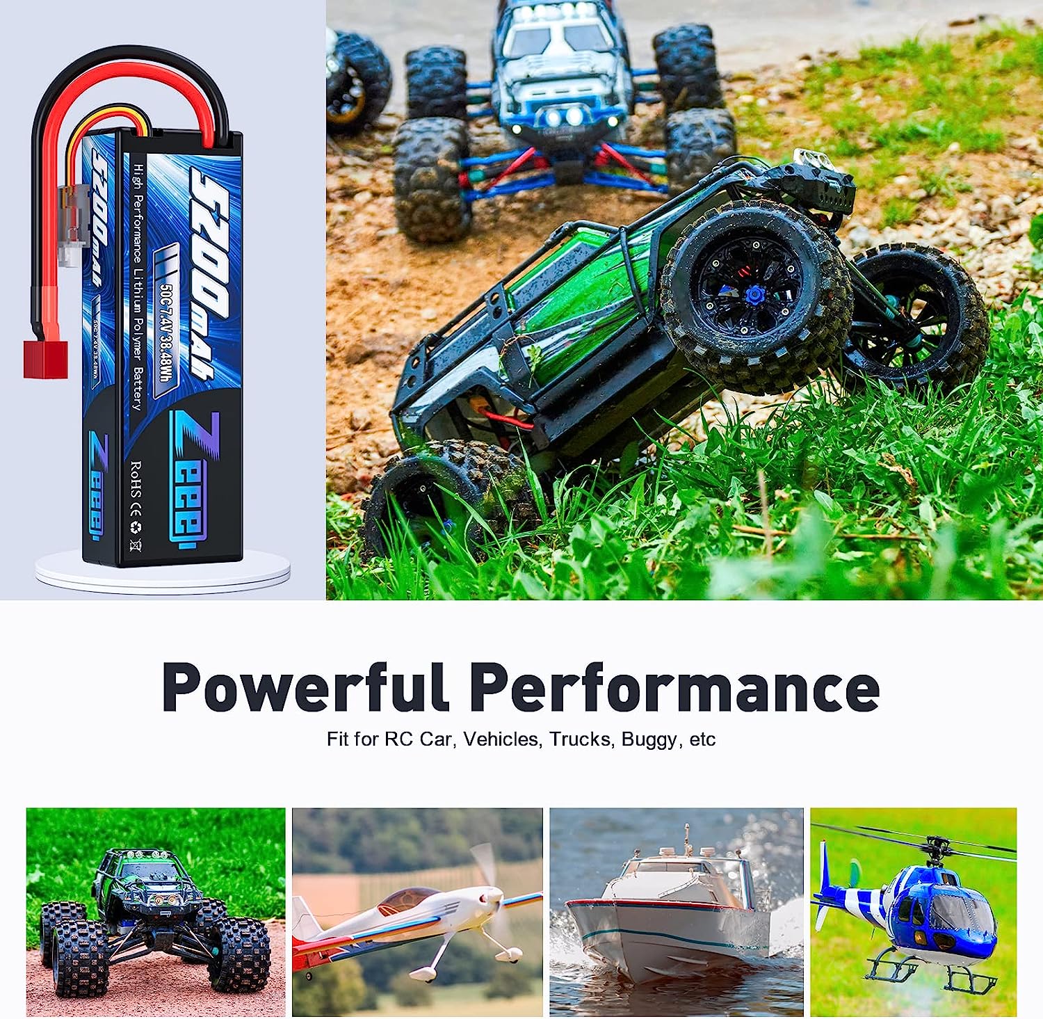 Zeee 5200mAh 2S RC Lipo baterí - Drone Power Distribution Board reseña y precio